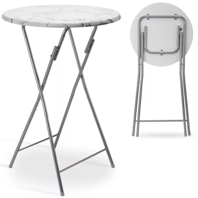 B-Stock Standing Bar Table Marble Look Table Top Metal Frame Party Outdoor