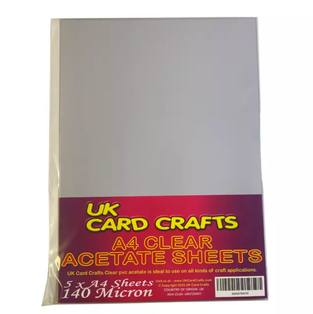 A4 Clear Acetate - 5 sheets per pack, 140 micron thick