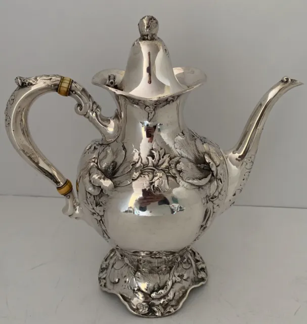Stunning Reed Barton Sterling Les Cinq Or Six Fleur Repousse Teapot Poppies 1900