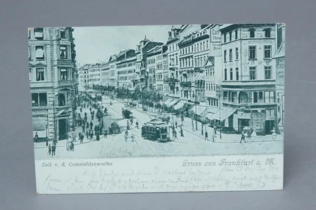 AK Vorläufer Frankfurt Zeil Konstablerwache 1901 FFM nach Merseburg gelaufen