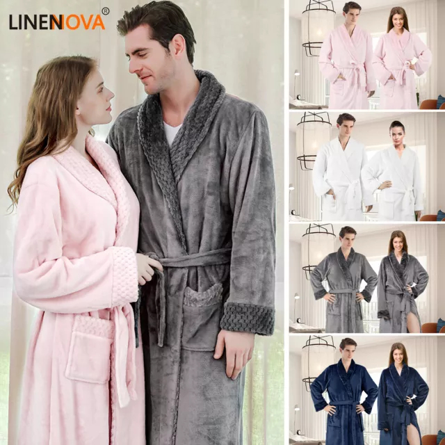 Women Ladies Luxury Long Bath Robe Dressing Gown Flannel Fleece Soft Bathrobe