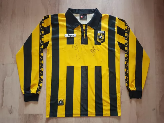 Vitesse Arnhem 2002-2003 Player Issue Home Shirt Long Sleeve Signed Uhlsport M-L