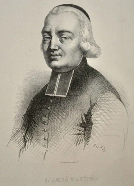 CHARLESMICHEL DE L'EPEE (17121789). PORTRAIT GRAVURE 19 eme. PRETRE