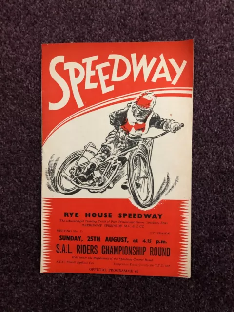 Speedway programme Rye House Southern Area League Riders Round 25th August 1957