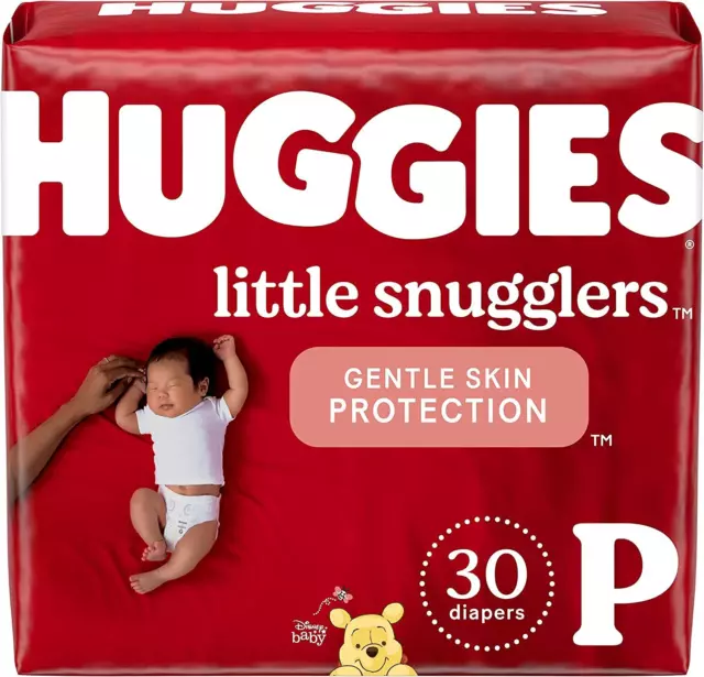 HUGGIES Little Snugglers Baby Diapers, Size Preemie, 1 (30 Count), White