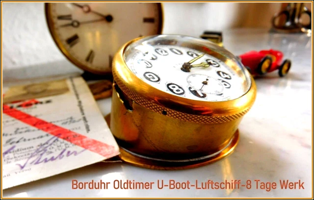 OLDTIMER BORDUHR FLIEGERUHR Luftschiff Cockpituhr Tagewerk