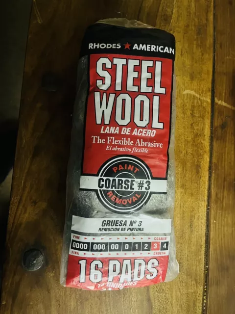 Homax 106606 Steel Wool Pad, #3 Grit, Coarse, Gray, 16 Pads per Pack