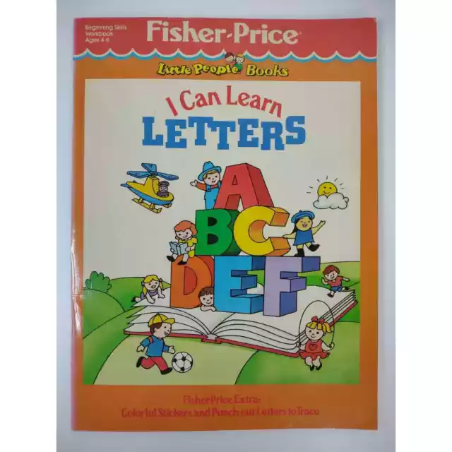 Vintage 1986 Fisher Price I Can Learn Letters Color Activity Book Complete *READ