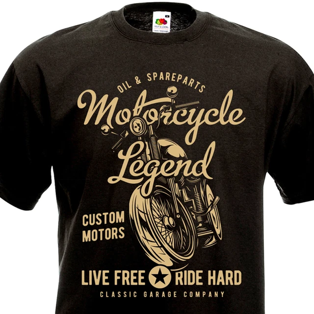T-shirt Motorcycle Legend Mens Biker top motorbike Custom Motors Motard Moto 60'