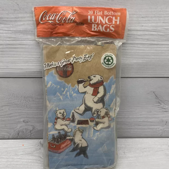 VINTAGE 1997 20 new -Coca-Cola Lunch Bags/ Sacks -Bear family Design originals