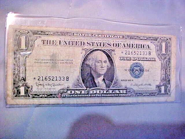 💵 1957 Series B STAR NOTE BLUE SEAL Silver Certificate ($1 One Dollar Bill) 💵