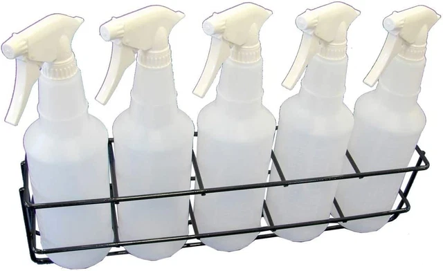 Spray Bottle Storage Rack - Mountable - Holds 5 Bottles - Heavy Duty