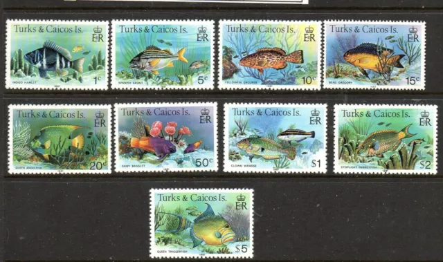 Stamps Commonwealth Turks & Caicos 1978/83  QEII Fishes Set 9v SG514b/528b - U/M