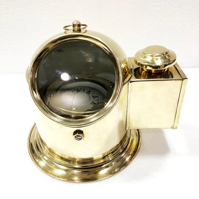 Boussole Marine Militaire Vintage - Reproduction Finition Laiton, Style Marin Et Militaire