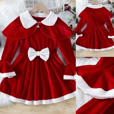 Toddler Cute With Shawl Party Dress Kids Sweet Xmas Holiday Dresses Loose