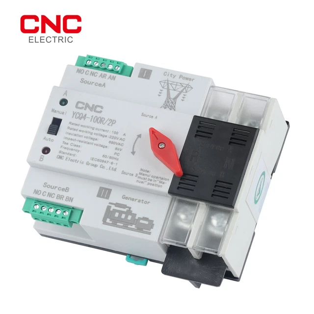 CNC YCQ4-100R/2P63A SINGLE Phase Din Rail ATS 220V Dual Power Automatic ...
