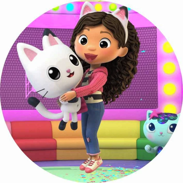 Cialda Topper Per Torta Gabby's Dollhouse – Personalizzabile Nome, 20cm, Senza Glutine (Zucchero)