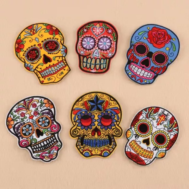 Skull DIY Sew Iron On Patches Embroidery Cloth Applique Stickers Fabric Patches