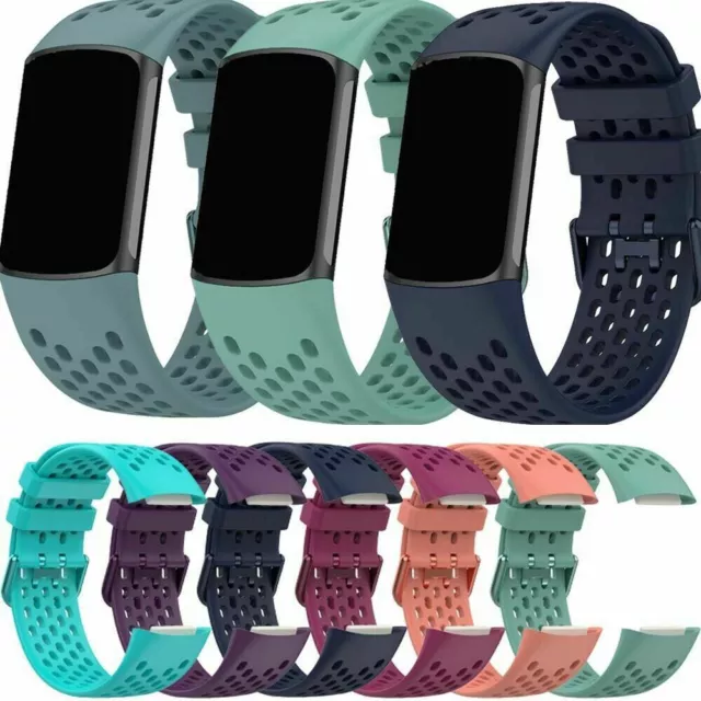 Weiches Silikon Atmungsaktiv Sport Ersatzband Armband Für Fitbit Charge 5