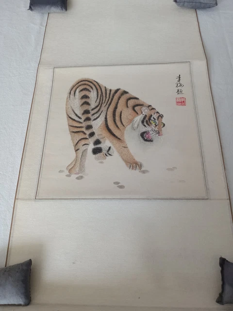 Tiger Art Scroll Poster Asian Chinese Japanese Vintage Wild Animal