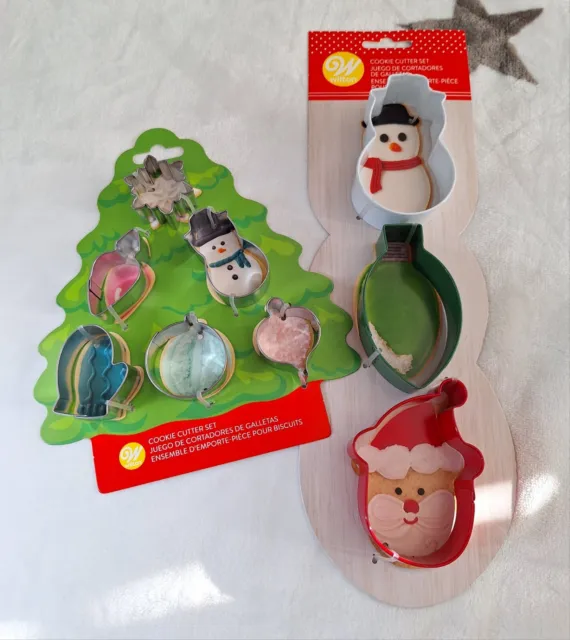 Wilton MINI Christmas Tree Cookie Cutter Set 6 Piece & Full Size 3 Piece Holiday