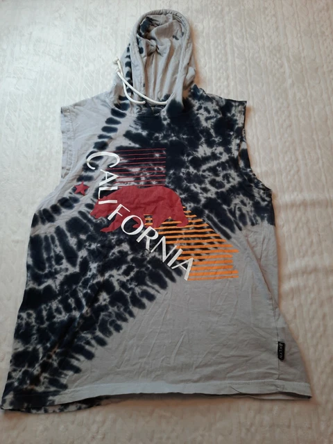 Brooklyn California Medium Mens Sleeveless Hooded TIE DYE T Shirt