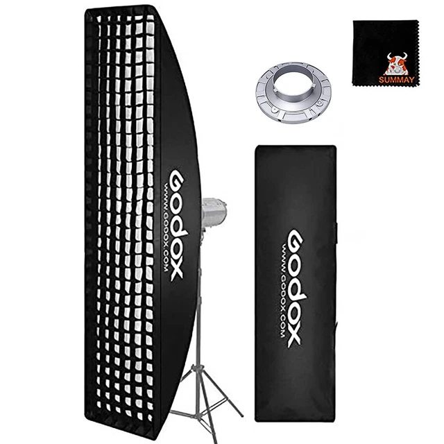 Softbox rejilla rectangular GODOX lámpara de estudio Bowens 35 x 160 cm negra BUENA