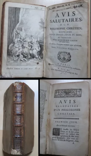 Avis Salutaires d'un Philosophe Chrétien. Rauraco / La Touche-Loisy. 1740. EO