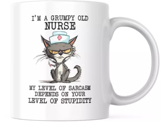 Funny Grumpy Old Nurse Mug mug Jokes Cursing Cat  Coffee Mugs Funny For Her