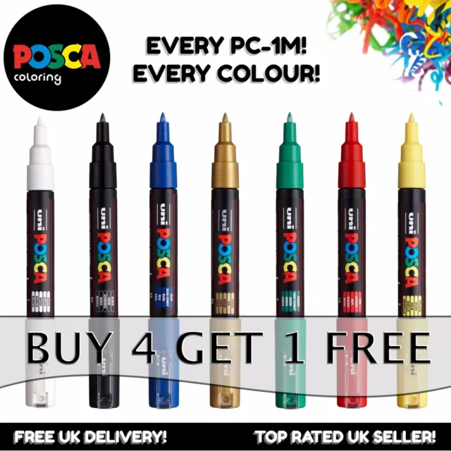 Uni Posca PC-1M Fine Paint Marker Art Pens - Every Colour - Buy 4, Pay For 3