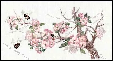 Stickpackung RIOLIS Stickbild- Apfelblüten -gezählter Kreuzstich 48x26cm