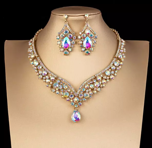 Women's Choker   Sparkling AB Crystal Jewellery set Necklace and Earrings