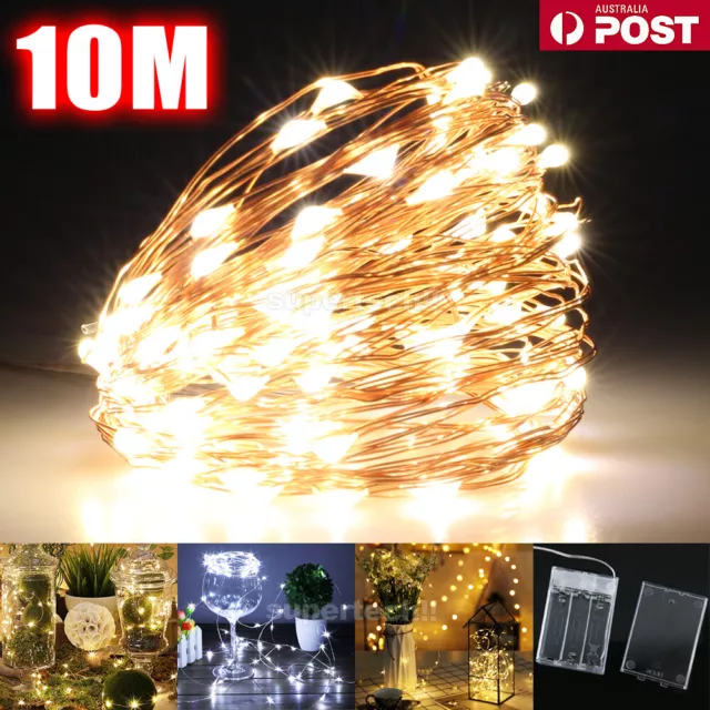 2-10M Battery LED Powered Copper Wire String Fairy Xmas Party Lights Warm White