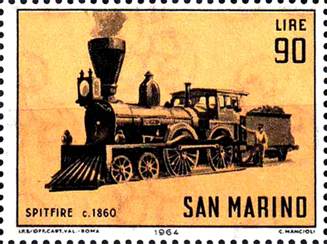 822 San Marino MNH 1964 Eisenbahn Lokomotive Dampflok Spitfire England Uk 1860