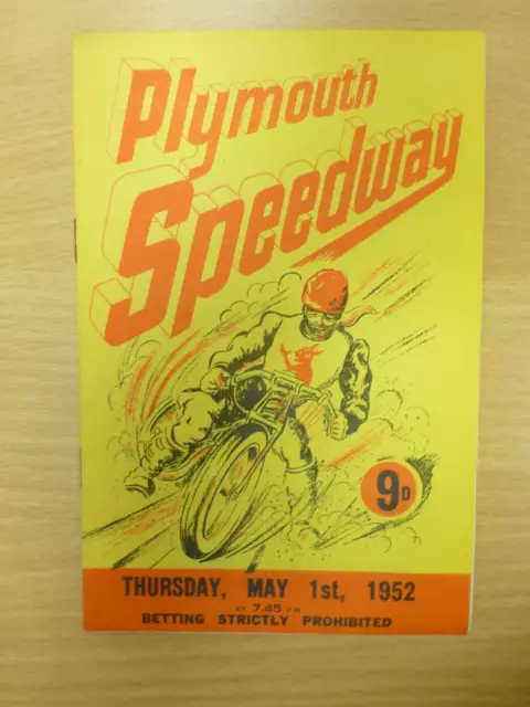 Plymouth Vs Exeter Speedway Programme 1/5/1952