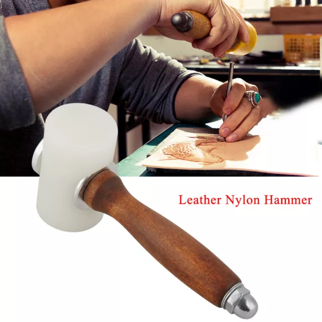 Wooden Handle Nylon Hammer Leather Carving Mallet for DIY Leather Craft Stamping