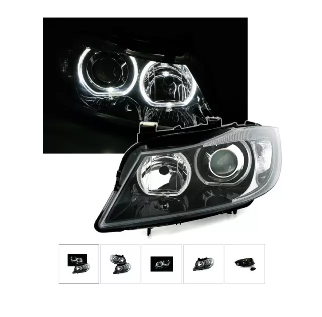 2 Feux Phare Avant Angel Eyes Led Bmw Serie 3 E90 E91 Berline Touring 2005-2008