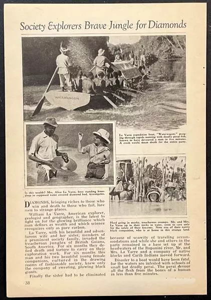 William La Varre “Society Explorers Brave Jungle for Diamonds” 1934 pictorial