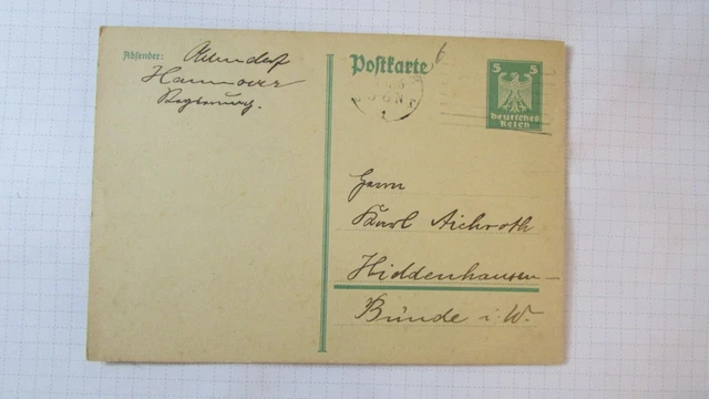 Germania intero stazionario Hiddenhausen 1926 n5 x 6,7