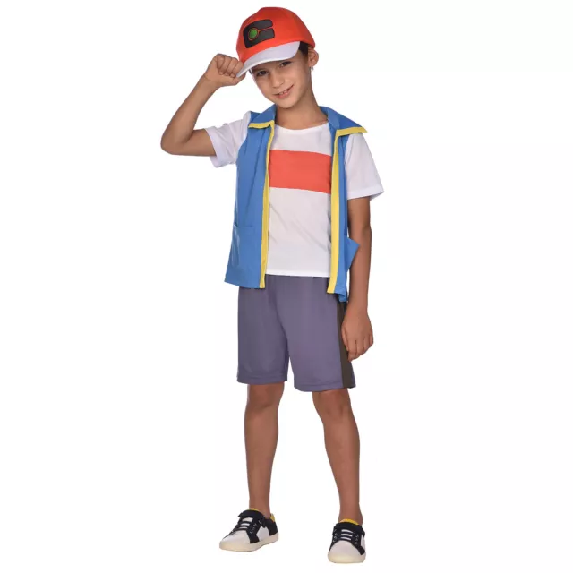 Boys Kids Licensed Pokemon Ash Ketchum Trainer Fancy Dress Costume Children Set