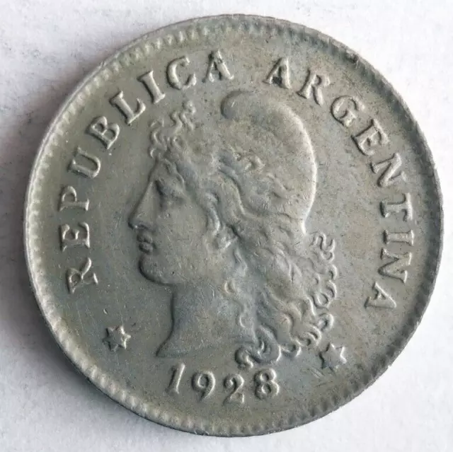 1928 Argentina 10 CENTAVOS - Excellent Coin Argentina Bin #1