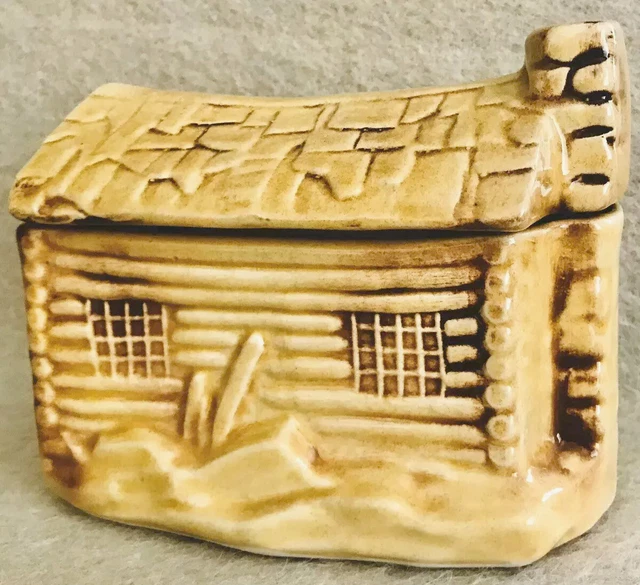 Cookie Jar Log House of Webster Ceramic Texas USA Rare Perfect 1970s🇺🇸