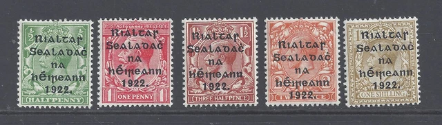 Ireland 1922 Thom Overprint Wider Setting Set Of 5 Mint Heavily Hinged  Sg 47/51