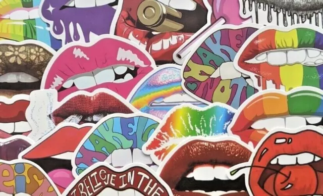 Lip Stickers 20/50 Waterproof Vinyl Sticker For Laptop Guitar Luggage Phone Bike