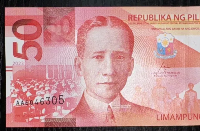 [Hard To Find 7-DIGIT Serial Number] Philippines 2023 50 Piso Banknote UNC B