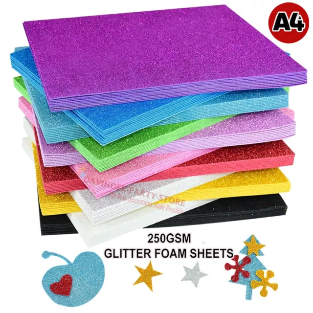 10 PCS A4 Glitter Premium Quality 12 Colours Arts Crafts foam Sheets