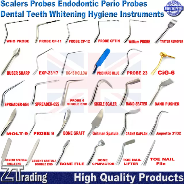 Dental Periodontal Hygiene Scalers Tooth Probe Nail file Diagnostic Instruments
