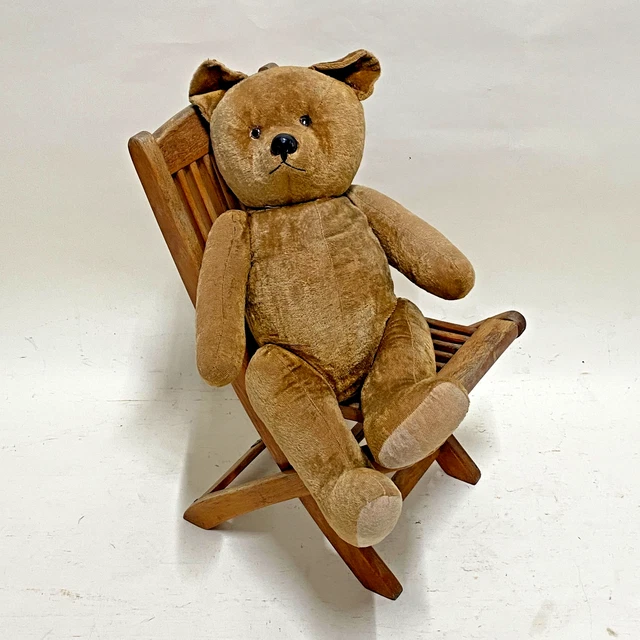 Magnifique ours ancien articulé Teddy Bear yeux Verre, Paille