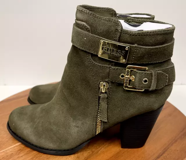 New Guess Gather Medium Green Suede Ankle Size 8.5