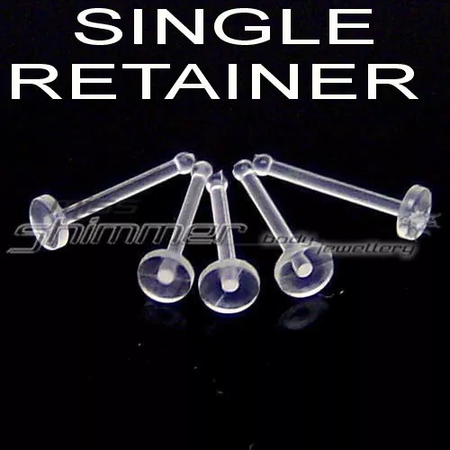 5 CLEAR FLAT NOSE STUD RETAINERS OR SINGLE 18g or 20g 1mm or 0.8mm 2mm FLAT TOP